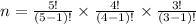 n = \frac{5!}{(5-1)!}\times \frac{4!}{(4-1)!} \times \frac{3!}{(3-1)!}