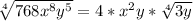 \sqrt[4]{768x^8y^5} = 4*  x^2y* \sqrt[4]{3y}
