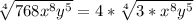 \sqrt[4]{768x^8y^5} = 4* \sqrt[4]{3 * x^8y^5}
