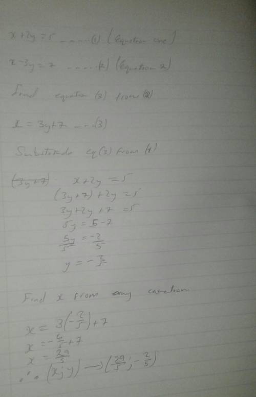 X + 2y = 5, x - Зу = 7 What is the value of the system determinant?​