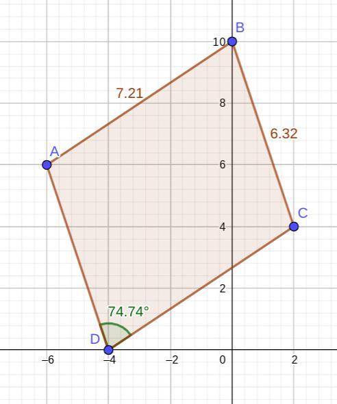 Consider parallelogram ABCD with vertices A(-6,6), B(0,10), C(2,4), D(-4,0). Classify the parallelog