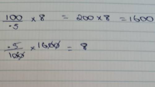 Write a proportion to answer the question.

8 is 0.5% of what number?
Use x as your variable.
HELP