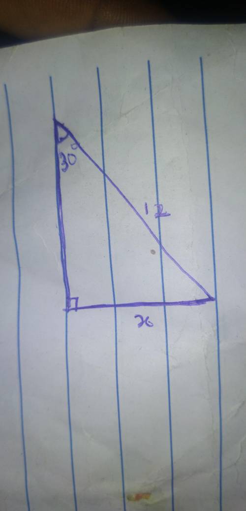 Find the value of $x$ for the right triangle. A right triangle with base labeled x and hypotenuse la