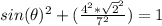 sin(\theta)^2 + (\frac{4^2*\sqrt{2}^2 }{7^2}) = 1