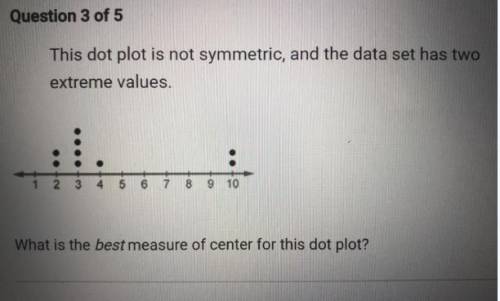 This dot plot is not symetryic and the data set has two extreme valuesm what is the best measure of