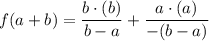 f(a+b)=\dfrac{b\cdot (b)}{b-a}+\dfrac{a\cdot (a)}{-(b-a)}