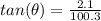 tan(\theta)=\frac{2.1}{100.3}