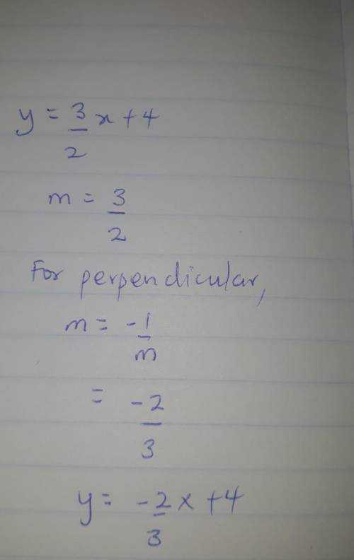 Which of the following is the equation of a line perpendicular to the line y+-3/2 x+4