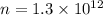 n=1.3\times 10^{12}