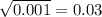\sqrt{0.001} =0.03