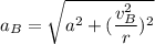 a_B = \sqrt{a^2 + (\dfrac{v_B^2}{r})^2}