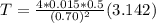 T=\frac{4*0.015*0.5}{(0.70)^2} (3.142)