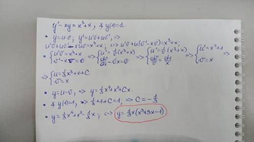 Giải phương trình : y' - xy = x^{3} + x. Điều kiện y(1) = 1