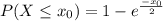 P(X\leq x_{0} )=1 - e^{\frac{-x_{0}}{2}  }