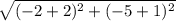 \sqrt{(-2 + 2)^2 + (-5 + 1)^2