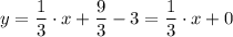 y  = \dfrac{1}{3} \cdot x + \dfrac{9}{3}  \right) - 3 = \dfrac{1}{3} \cdot x + 0