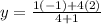 y=\frac{1(-1)+4(2)}{4+1}