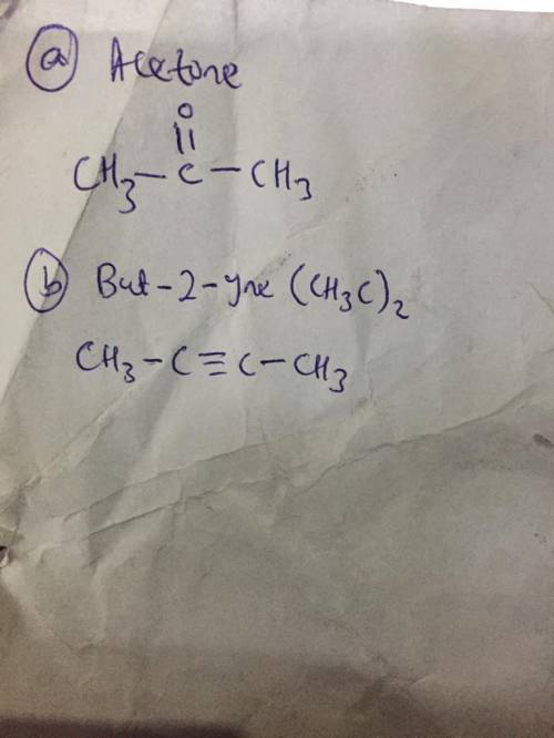 draw the structure of two acyclic compounds with 3 or more carbons which exhibits one singlet in the