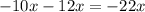 -10x - 12x = -22x