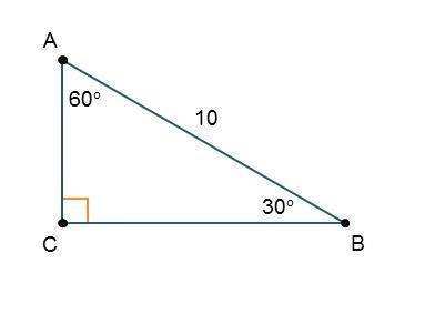 What are the lengths of the other two sides of the triangle? O AC = 5 and BC = 5 O AC=5 and BC =515
