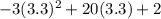 -3(3.3)^2+20(3.3)+2