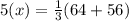 5(x)=\frac{1}{3}(64+56)