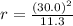r=\frac{(30.0)^2}{11.3}