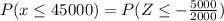 P(x\leq 45000)=P(Z\leq-\frac{5000}{2000})