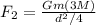 F_2=\frac{Gm(3M)}{d^2/4}