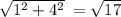 \sqrt{ {1}^{2} +  {4}^{2}  }  \:  =   \sqrt{17}