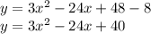 y = 3x^2-24x+48-8\\y = 3x^2-24x+40