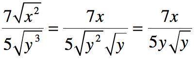 Which expression is equivalent to 7√x^2/5√y^3? Assume y≠0