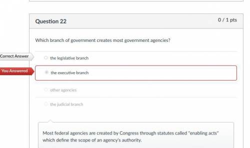 Which branch of government creates most government agencies?

A.) the legislative branch
B.) the exe
