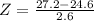 Z = \frac{27.2 - 24.6}{2.6}