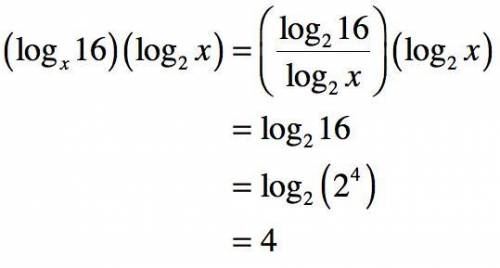 Simplify to the extent possible:
(logx16)(log2 x)