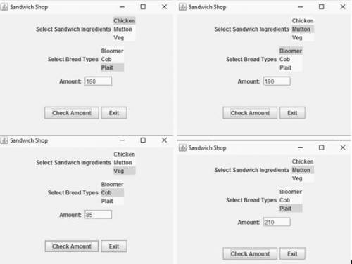 JavaFX application for the Sublime Sandwich Shop. The user can order sandwiches by using list boxes
