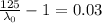 \frac{125}{\lambda_0}-1 =0.03