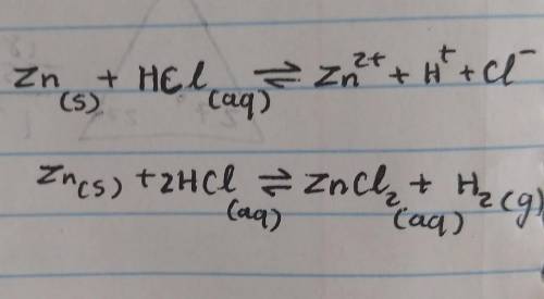 3. (07.05 LC)

When zinc reacts with hydrochloric acid, it produces hydrogen gas. As the reaction pr