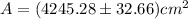 A =(4245.28\pm32.66) cm^2