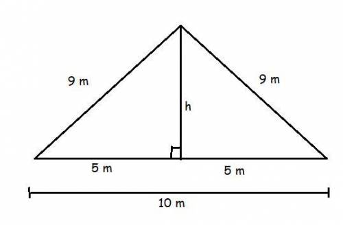 An isosceles triangle with legs of 9 cm and a base of 10 cm in length has a median drawn from its ve