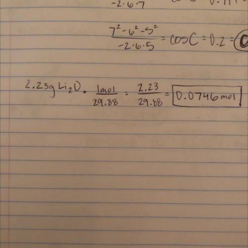 Find the number of moles that are in 2.23 g of Li 2 O and report it with the correct significant fig