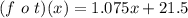 (f\ o\ t)(x) = 1.075x + 21.5