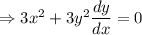 \Rightarrow 3x^2 + 3y^2\dfrac{dy}{dx} = 0