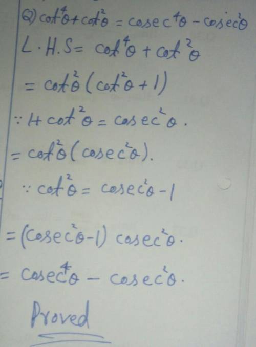 Cot^4+ cot^2= cosec^4 - cosec^2please prove the identitiy ​