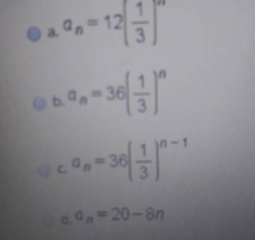 Find formula for geometric suggest that begins with 12, 4, 4/3. . .