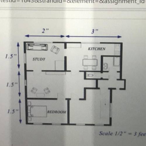 Given the scale drawing of a one bedroom apartment, what is the actual length of the apartment from