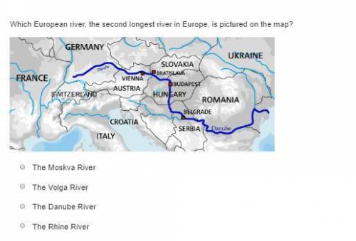 Which European river, the second longest river in Europe, is pictured on the map?