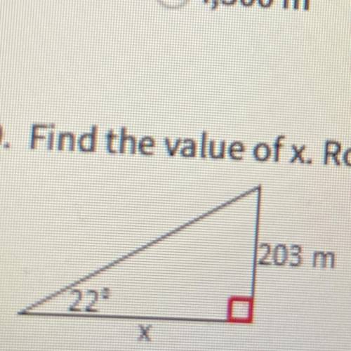 9. Find the value of x. Round to the nearest tenth of a unit 82.0 m 218.9 m 502.4 m 541.9 m