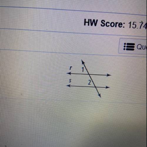 Find the value of x for which r || s . Then find m<1 and m<2