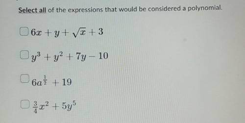 Select all of the expressions that would be considered a polynomial